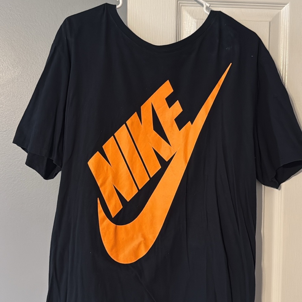 Nike Black T-Shirt with Orange Logo